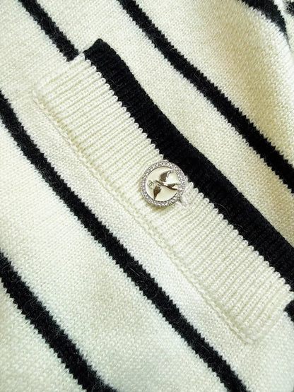 Chanel 25S yellow and black striped cardigan