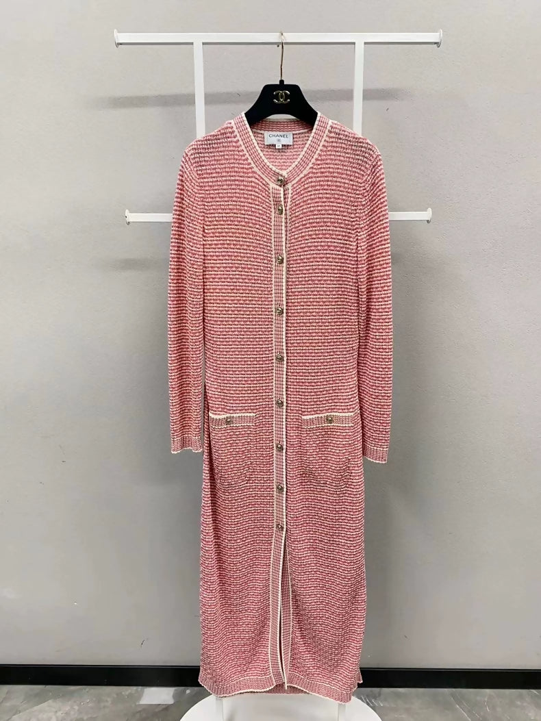 Chanel 21C Rose Red Long Cardigan