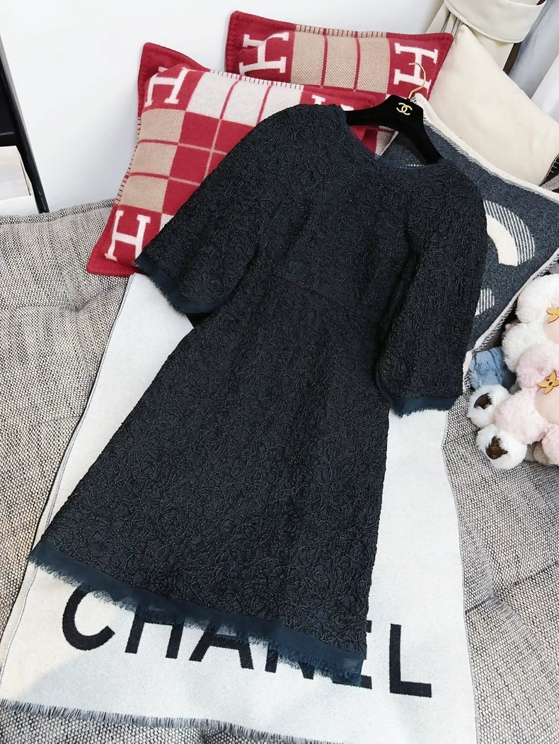 Chanel black & blue lace dress