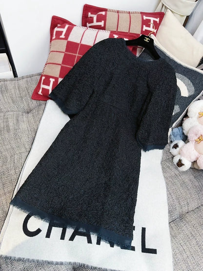 Chanel black & blue lace dress