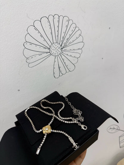 Chanel 25A Pearl Rhinestone Gold Necklace