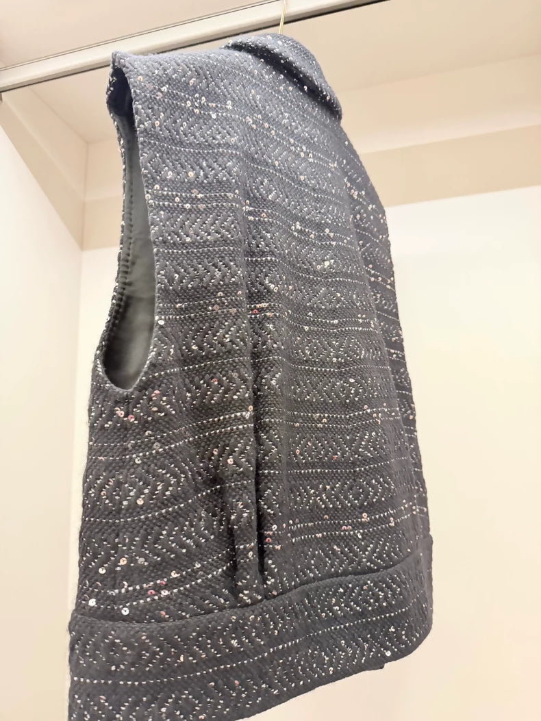 Chanel 23A Sequined Black Tweed Vest