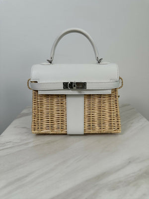 Hermès Kelly 20 Picnic Blanc Swift & Osier PHW B 2024