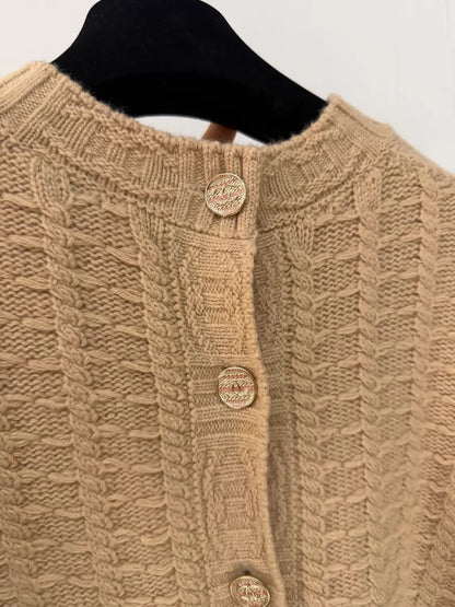 Chanel 23B 3D double C embossed knit cardigan