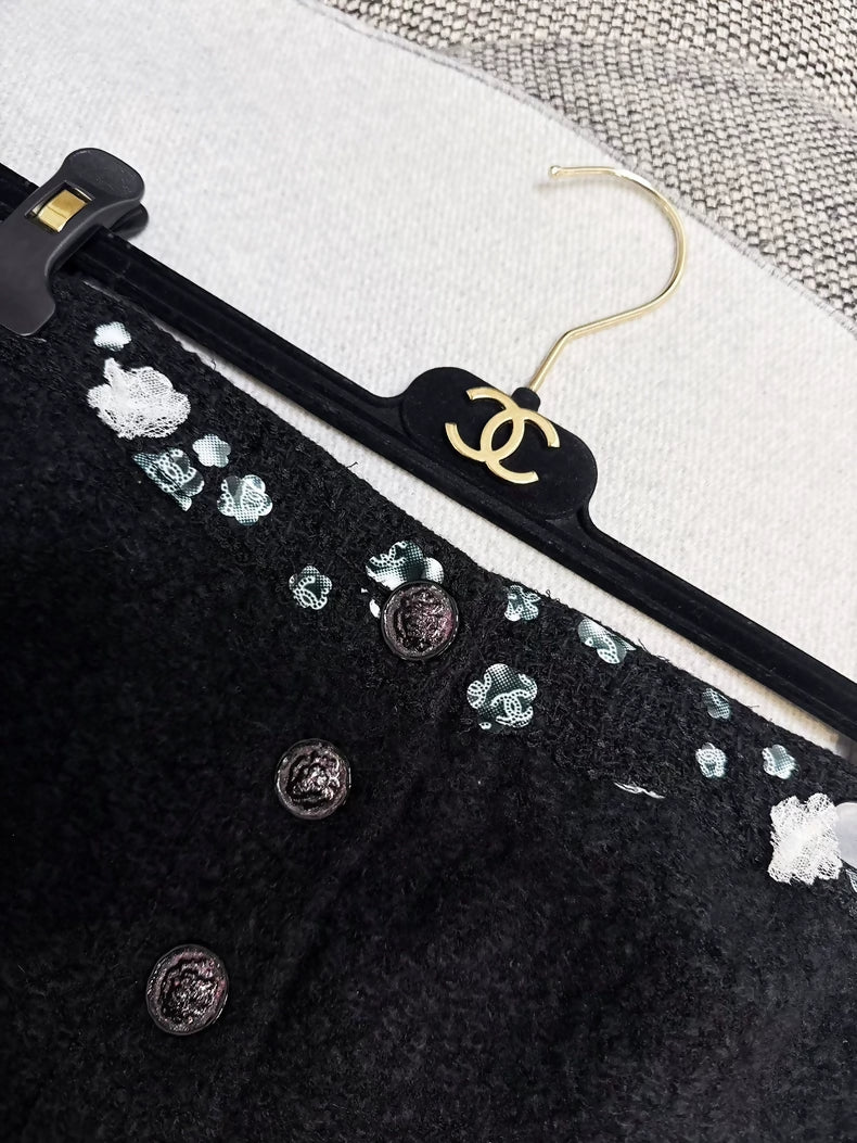 Chanel 22 Black Embroidered Floral Sequined Bandeau Top