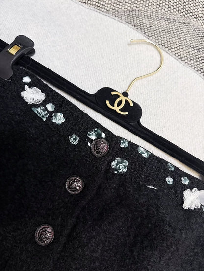 Chanel 22 Black Embroidered Floral Sequined Bandeau Top