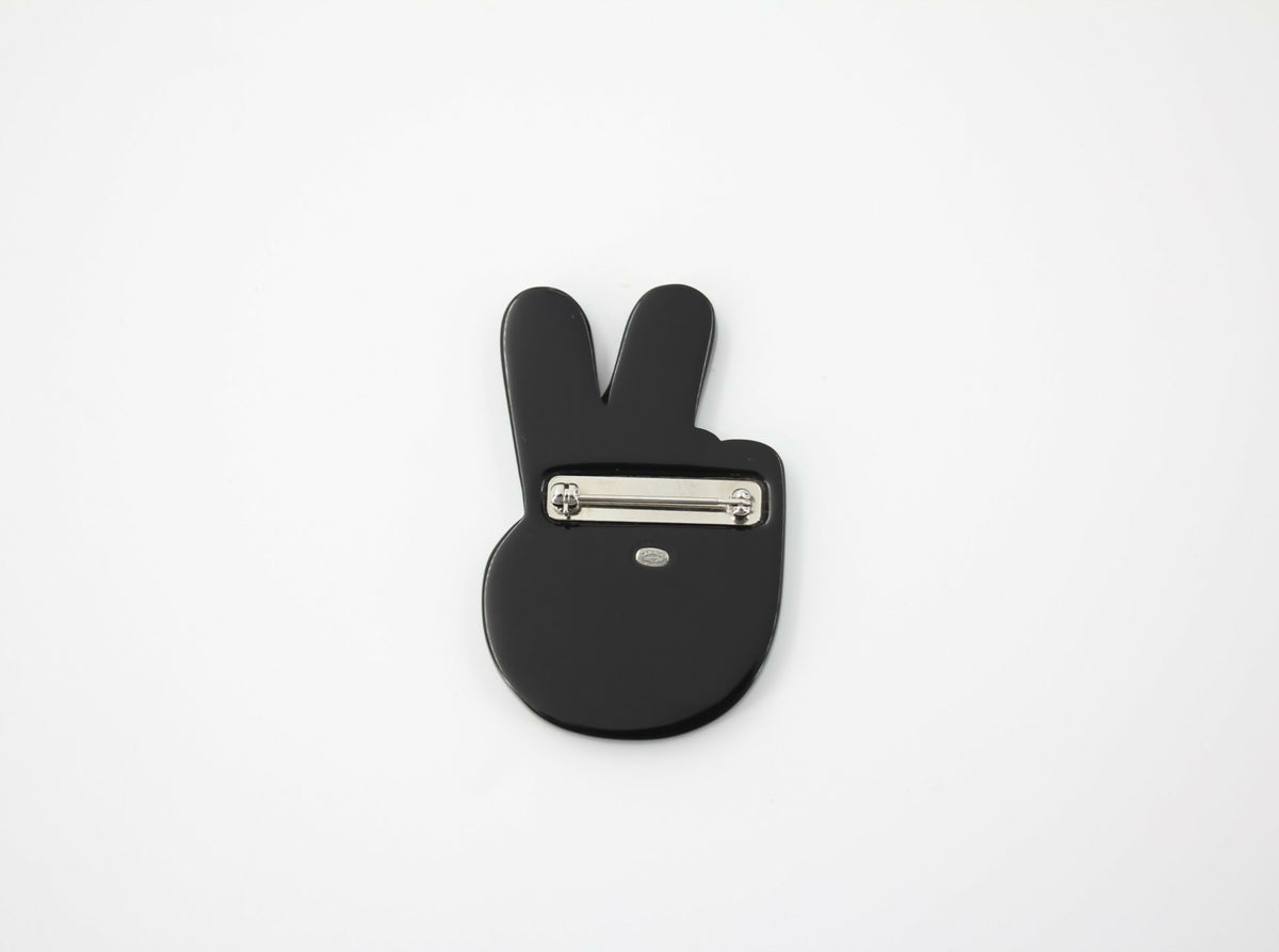 Chanel 16K Resin F "Victory Sign" Brooch in Blue White and Red