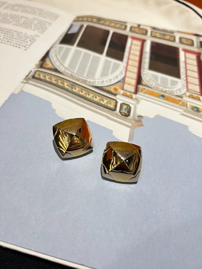 Bvlgari Antique Pyramid Two-Tone Gold Earrings