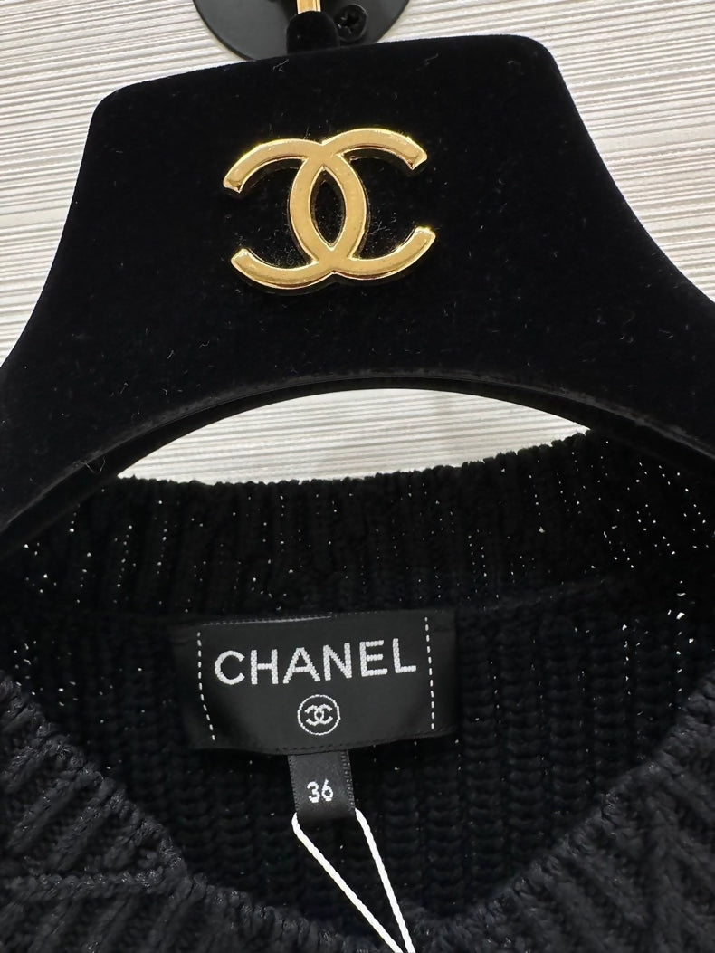 Chanel 25P Black knit cardigan