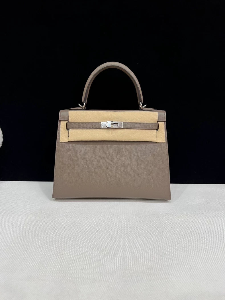 Hermes Kelly 25 Étoupe Grey Epsom Leather Palladium Hardware