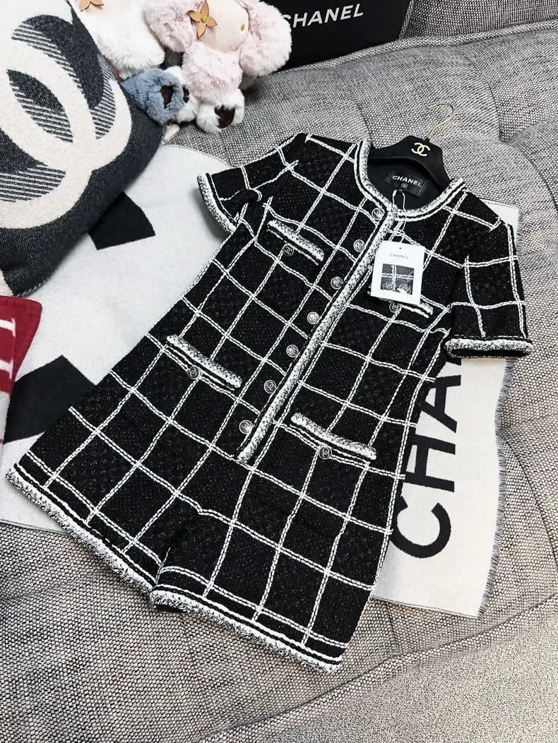 Chanel Black and Silver Checkered Jumpsuit