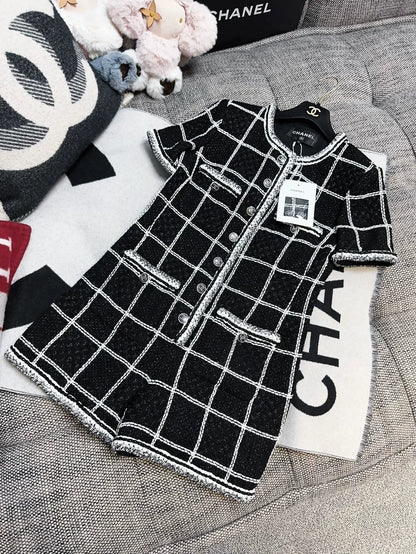 Chanel Black and Silver Checkered Jumpsuit