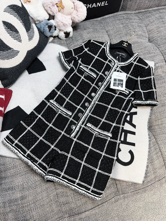 Chanel Black and Silver Checkered Jumpsuit