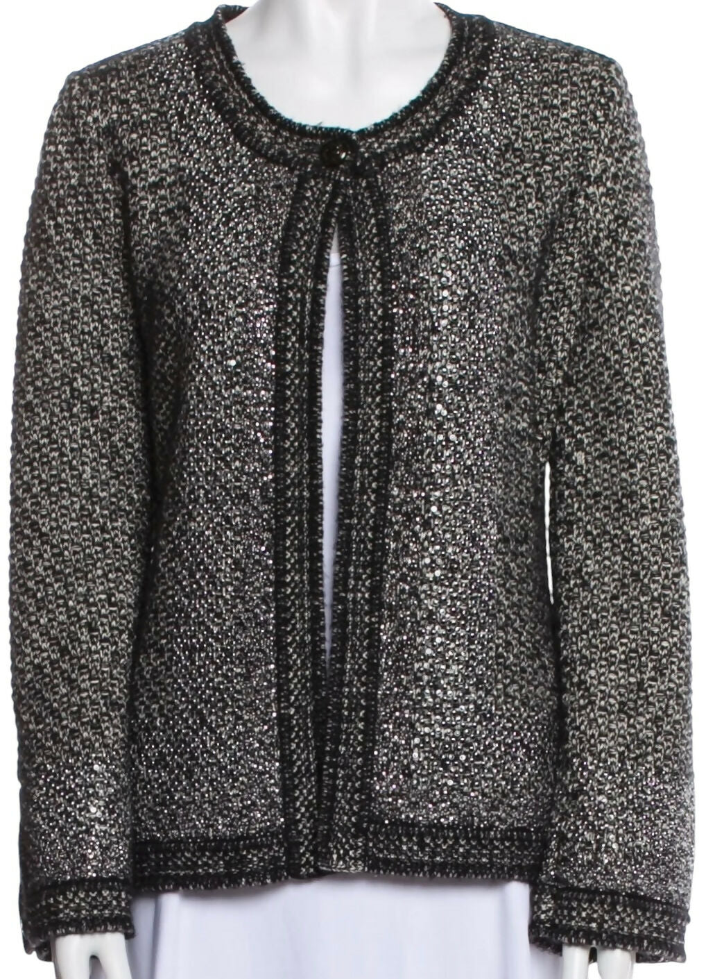 Chanel 11A Tweed Cashmere Swarovski Crystals Cardigan Sweater FR 34