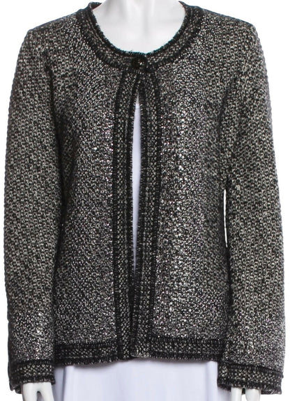 Chanel 11A Tweed Cashmere Swarovski Crystals Cardigan Sweater FR 34