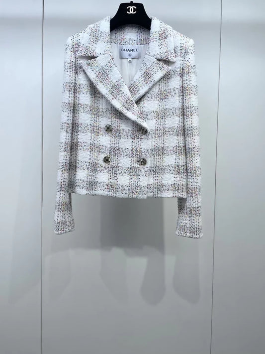 Chanel 24s Colorful Sequined Check Jacket