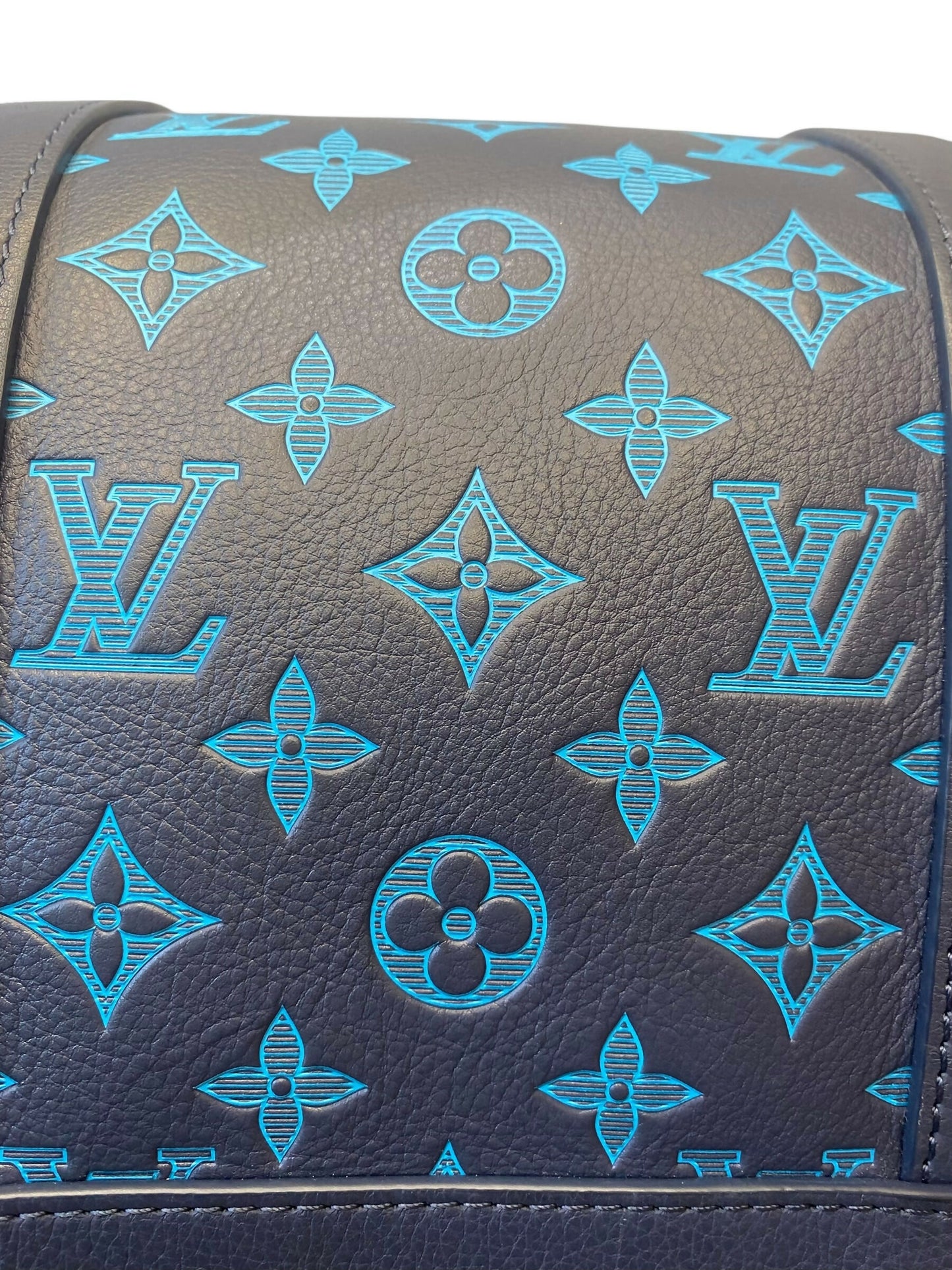 Louis Vuitton LIMITED EDITION Keepall Navy Teal River Bandouliere 50 Monogram Shadow!