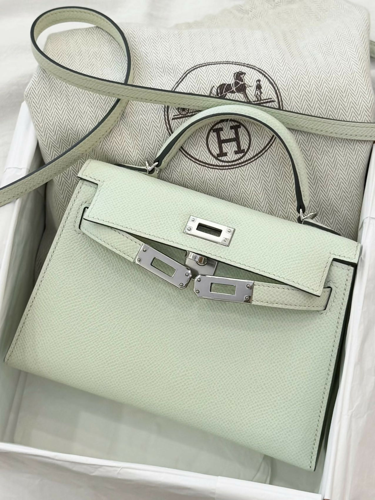 Hermès Mini Kelly II Vert Fizz Epsom Leather with Hardware B Stamp