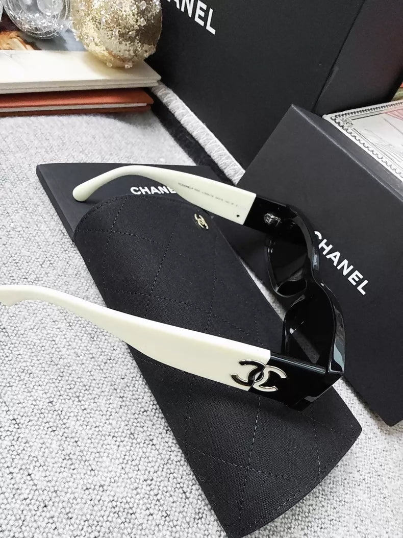 Chanel black and white double C sunglasses