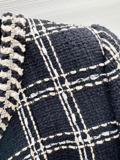 Chanel 23C Black Silver tweed dress