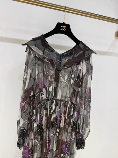 Chanel 23A Métiers d'Art Print Double C Long Dress