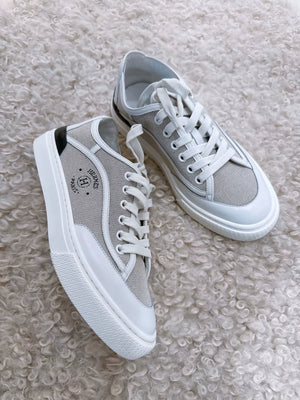 Hermes Get series stamp logo patchwork canvas shoes