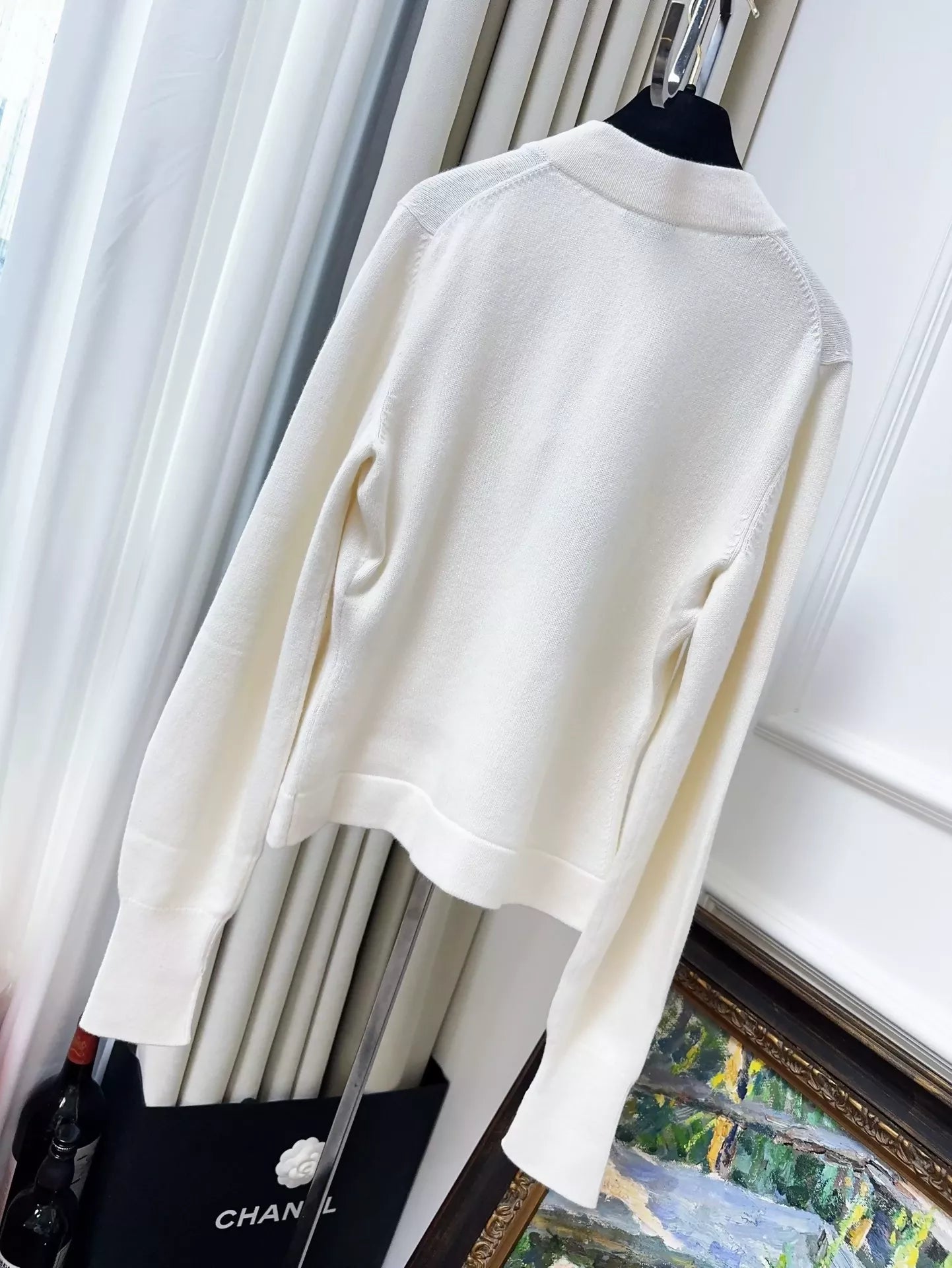 Chanel 22A ecru knitted cardigan