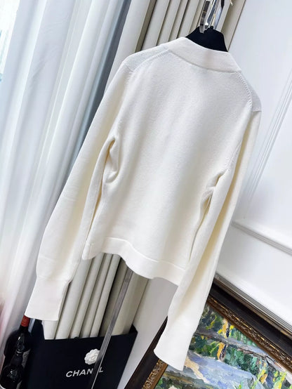 Chanel 22A ecru knitted cardigan
