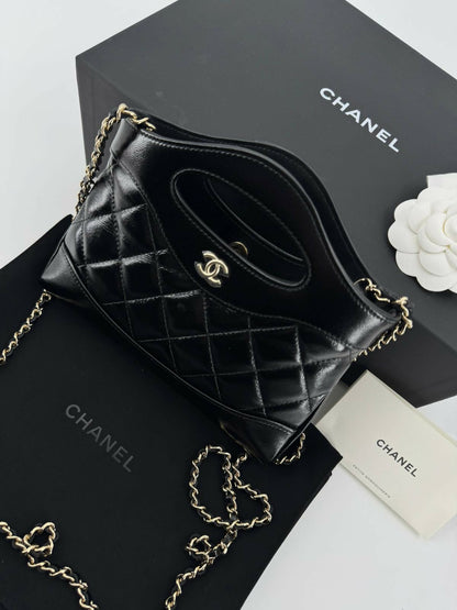 Chanel 31 Nano Black Shiny Lambskin Bag with GHW