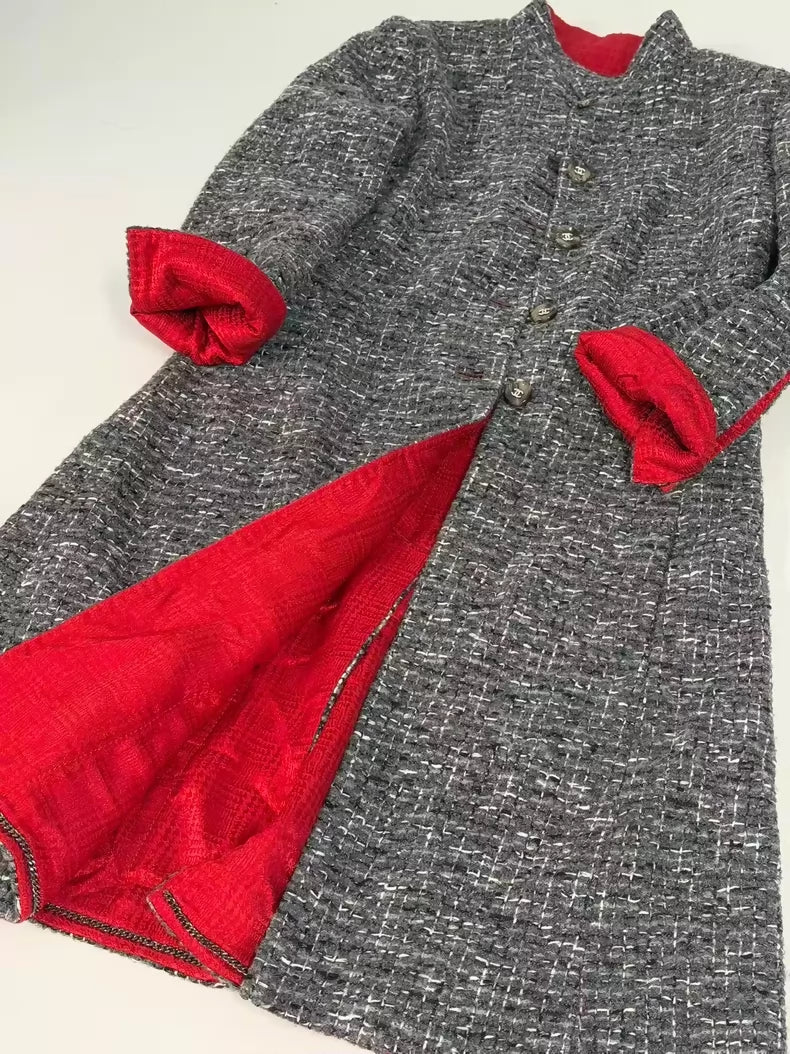 Chanel 24A Red and Grey Coat