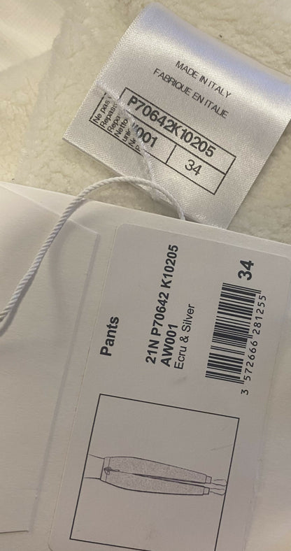 Chanel NWT 21N Coco Niege Swarovski CC White SweatPants Warm Winter Sport Pants FR 34