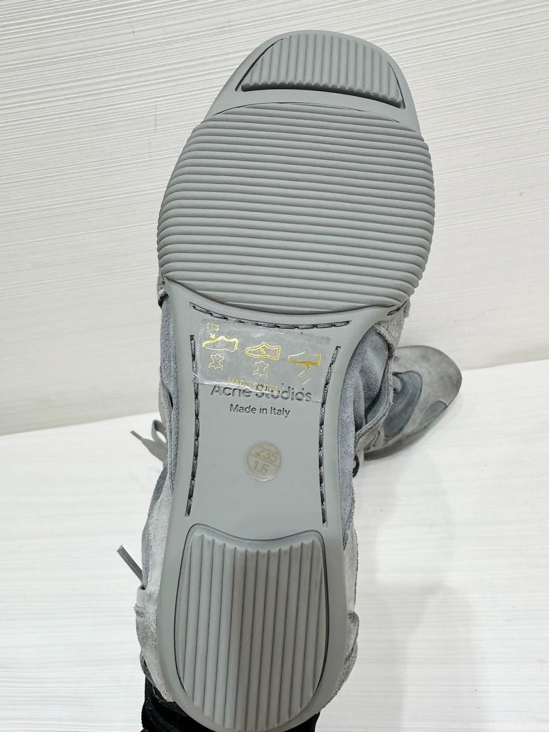 Acne Studios distressed blue ballet flats with patchwork leather, size 36.5,