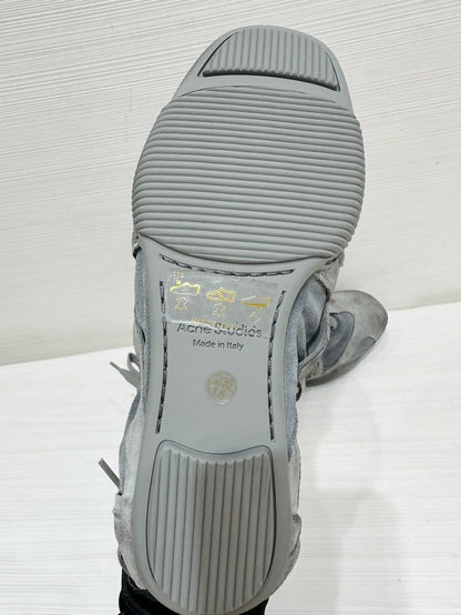 Acne Studios distressed blue ballet flats with patchwork leather, size 36.5,