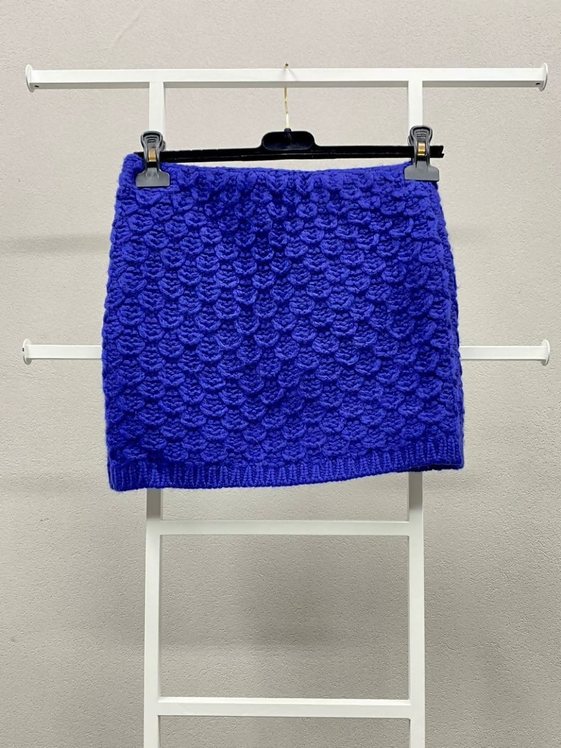 Chanel 22A royal blue wool knit skirt