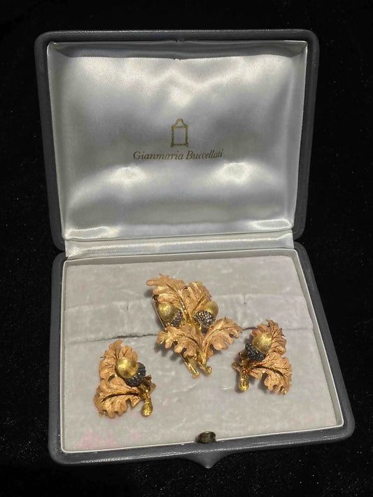 Vintage Buccellati Ear Clips + Brooch