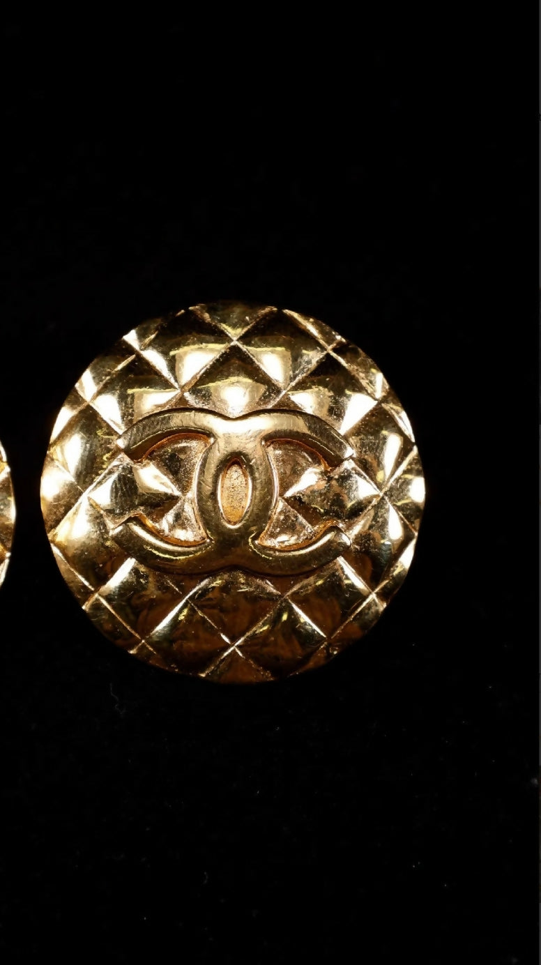 Chanel Gold CC Round Earrings