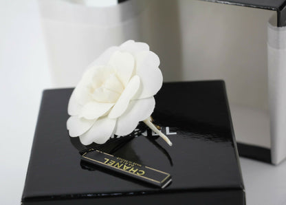 Chanel Vintage 81-85 Silk Small Size White Camellia Brooch