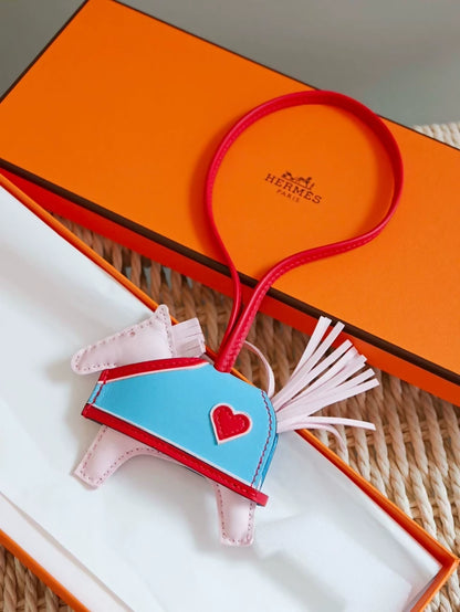 Hermes Milo Lambskin Grigri Rodeo Robeo Coeur Bag Charm PM Rose Darling Rouge Radieux Celeste