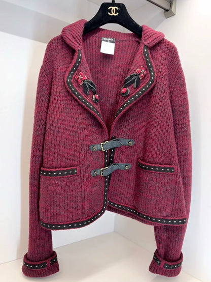 Chanel 2015 Red Cashmere Cardigan