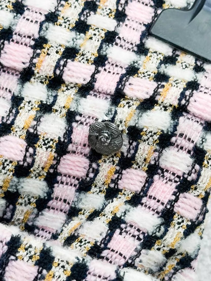 Chanel 23K grey and pink sequined tweed skirt