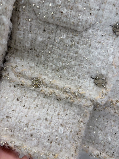 Chanel 19A Egyptian White Gold tweed jacket