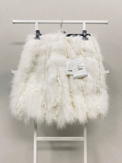 Chanel 19K shearling white skirt