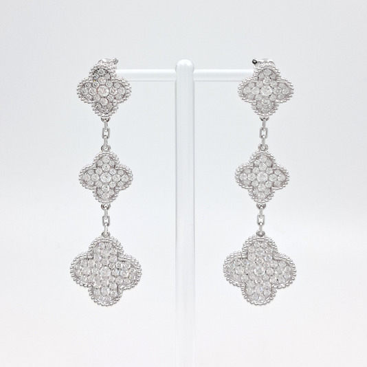 Van Cleef & Arpels Magic Alhambra earrings, 3 motifs 18K white gold, Diamond