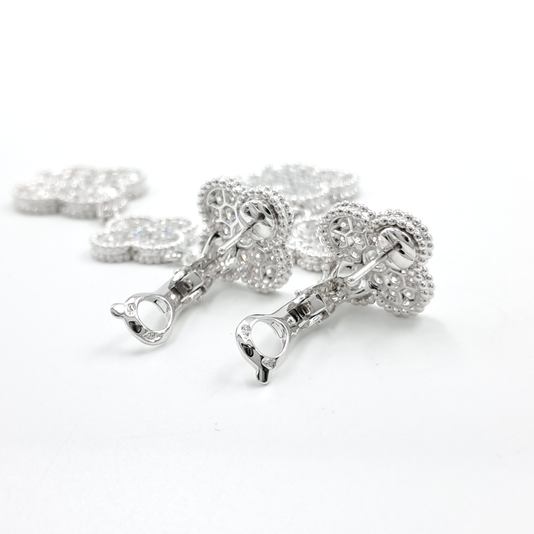 Van Cleef & Arpels Magic Alhambra earrings, 3 motifs 18K white gold, Diamond