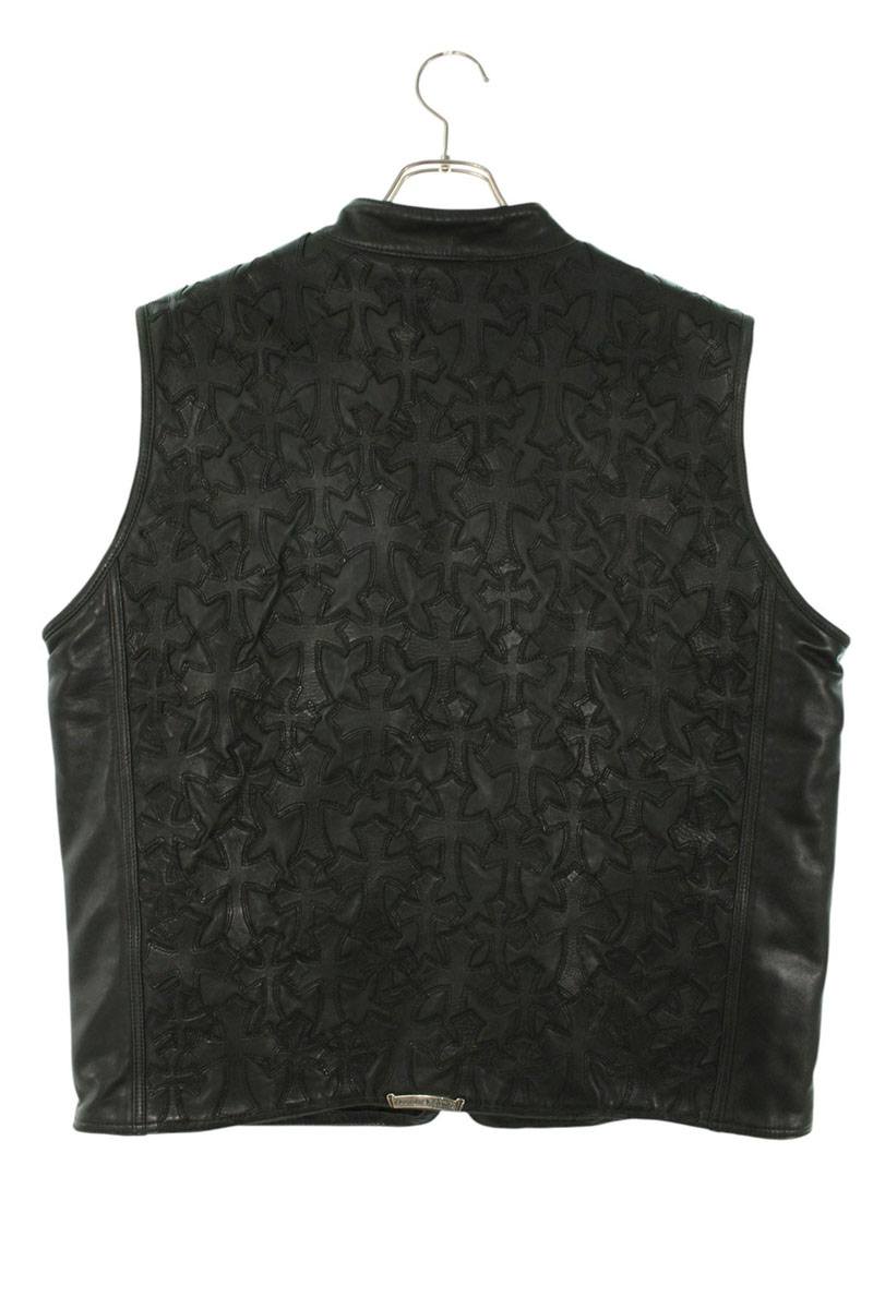 Chrome Hearts Cemetery Cross-Patch Leather Vest PAPA – Wararni.com
