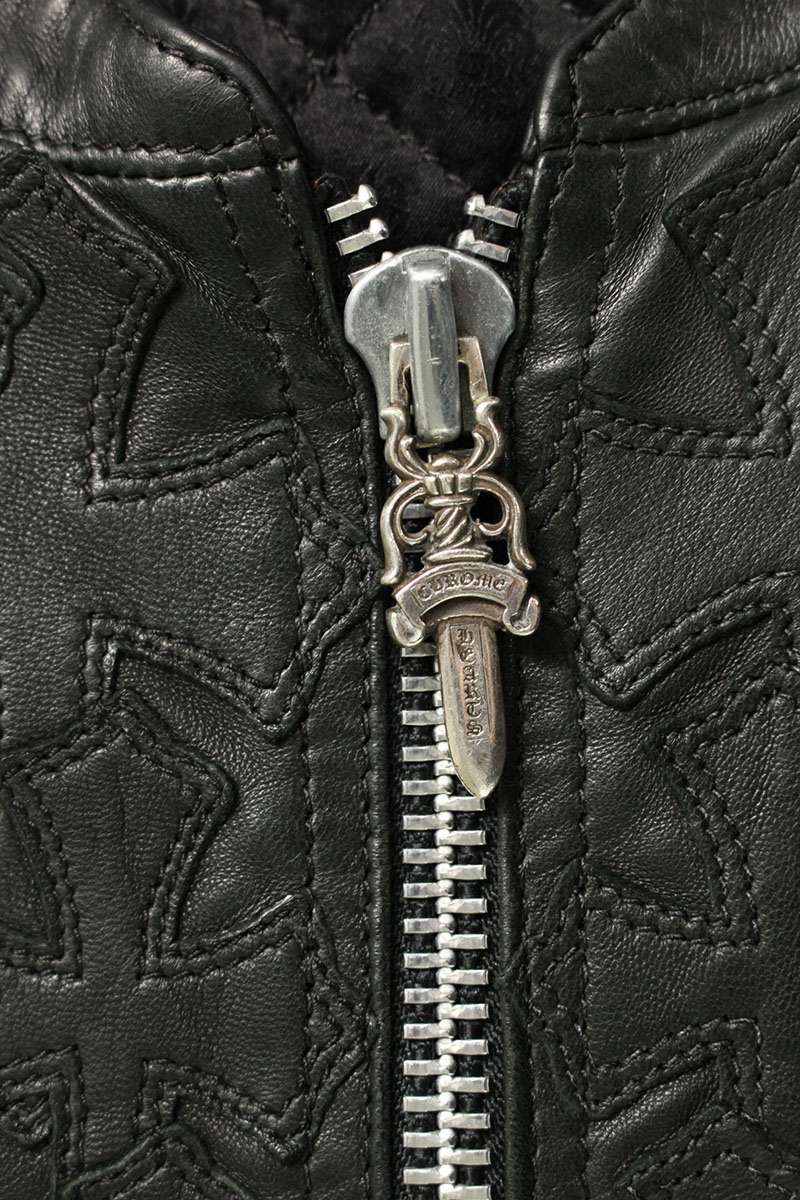 Chrome Hearts Cemetery Cross-Patch Leather Vest PAPA – Wararni.com