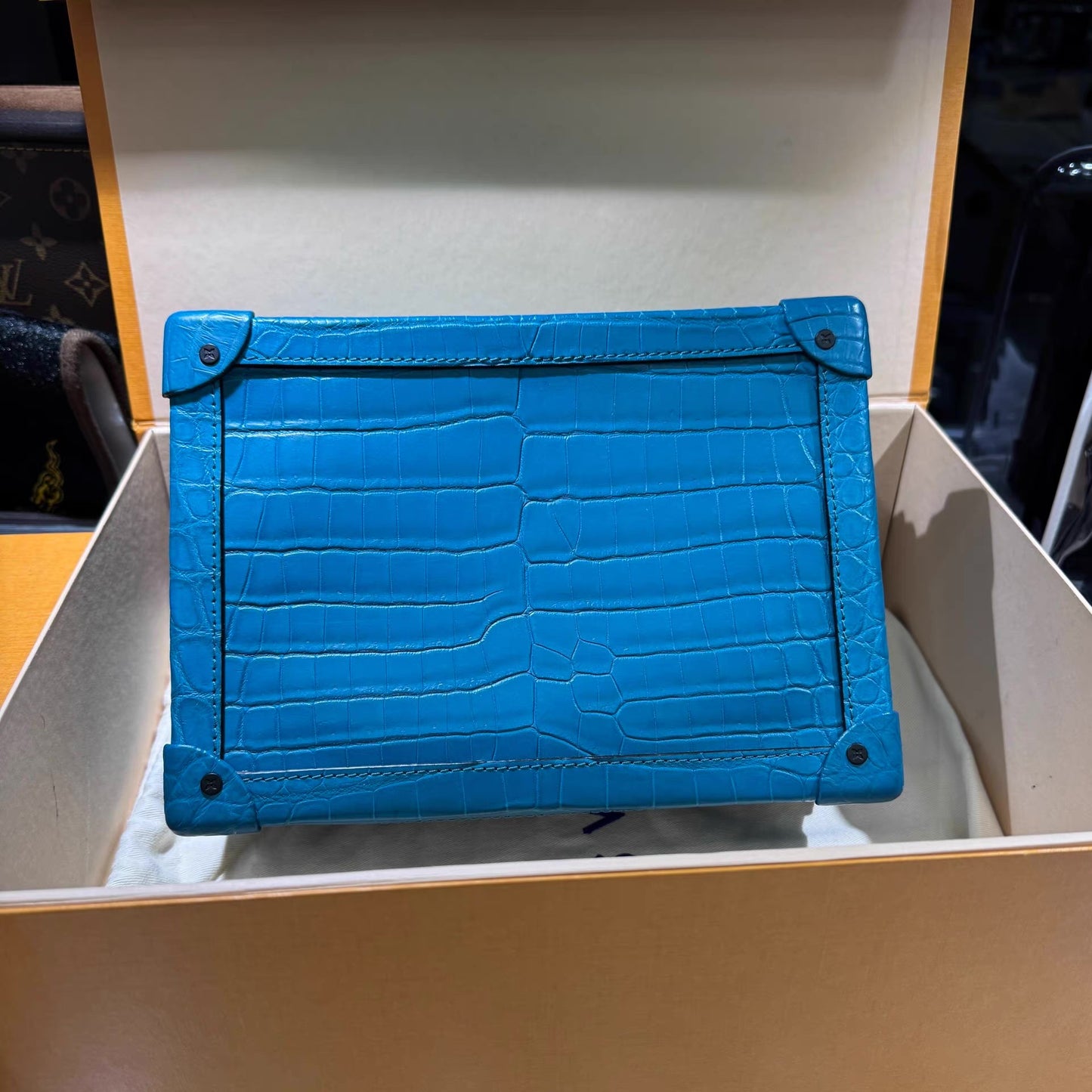 Louis Vuitton Blue Crocodile Soft Trunk Mini bag