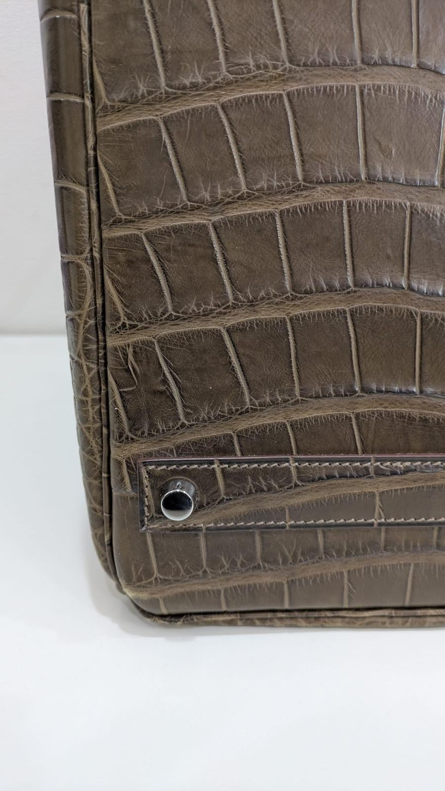 Rare Hermes Birkin 40 Gris Elephant Matte Alligator leather palladium hardware