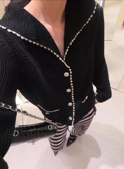 Chanel 26C black knit cardigan