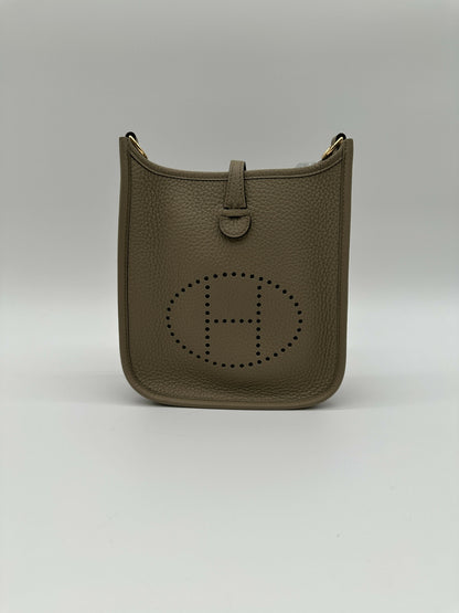 Hermes Mini Evelyne Clemence Beige Marfa GHW Stamp W 2025